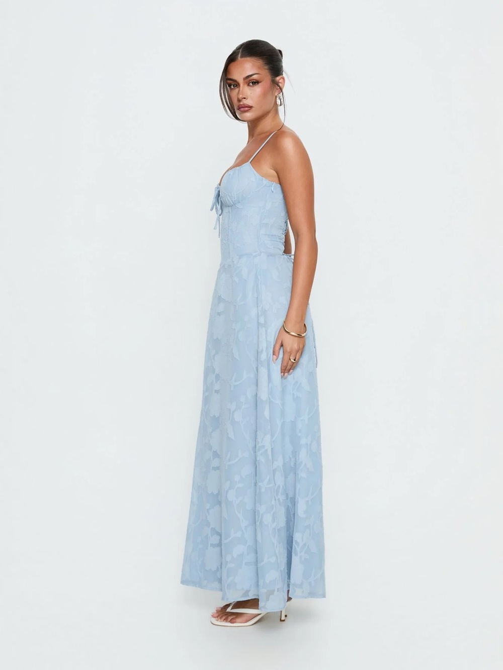 Princess Polly Members Only Maxi Dress Blue Burnout - Picture 3 of 15